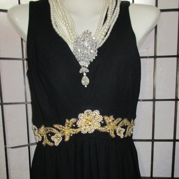 VINTAGE 70s JUMPSUIT PANTS BLACK WIDE LEG DISCO PALAZZO SEQUIN WAIST  28 Small - Picture 12 of 15